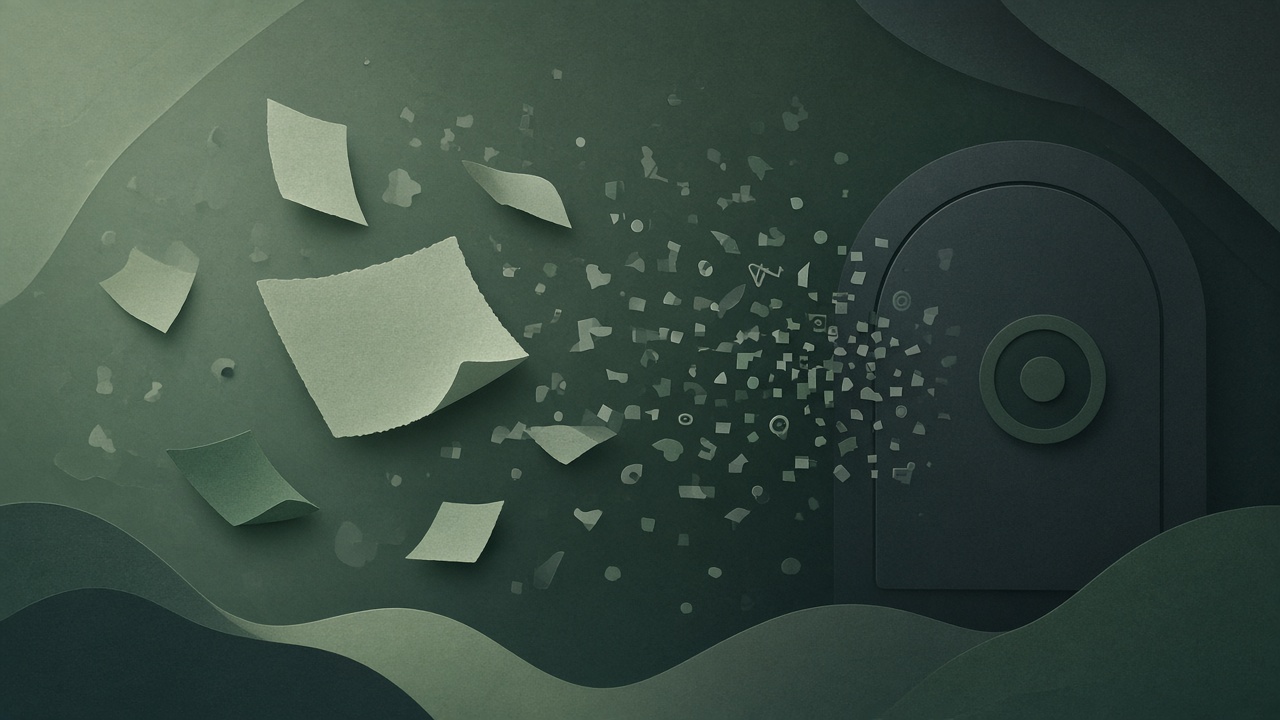 Abstract illustration of notes locked before they leave the device.